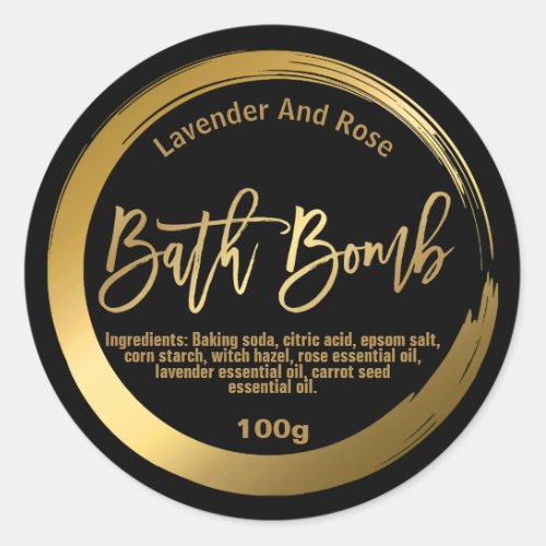 Luxury Gold FAUX Foil Black Bath Bomb Labels