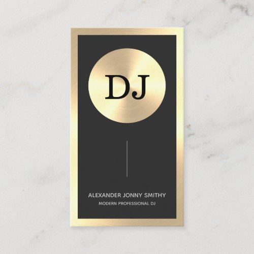 Luxury Gold Faux Monogram DJ Business Card