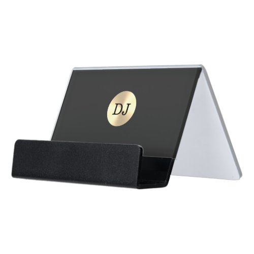 Luxury Gold Faux Monogram DJ Desk Business Card Holder