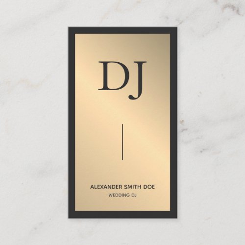 Luxury Gold Faux Professional Monogram DJ Business Card