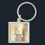 Luxury Gold Faux Stainless Steel Monogram Keychain<br><div class="desc">Luxury Gold Faux Stainless Steel Metallic Elegant Keychain. These Keychains can be customized to include your initial and first name. These key chains make great birthday,  bridal shower or bachelorette party favors.</div>