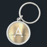 Luxury Gold Faux Stainless Steel Monogram Keychain<br><div class="desc">Luxury Gold Faux Stainless Steel Metallic Elegant Keychain. These Keychains can be customized to include your initial and first name. These key chains make great birthday,  bridal shower or bachelorette party favors.</div>