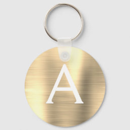 Luxury Gold Faux Stainless Steel Monogram Keychain