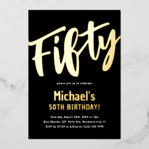 Luxury Gold 'Fifty' Adult Milestone 50th Birthday Foil Invitation