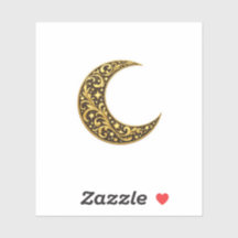 Luxury Gold Filigree Crescent Moon Sticker Aesthet