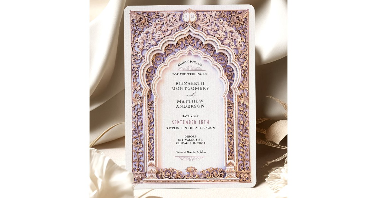 Luxury Gold Filigree Wedding Ornate Arch Invitatio Invitation | Zazzle