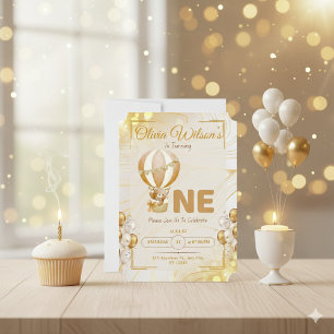 Luxury Gold First Birthday Elegant Baby Party Invitation
