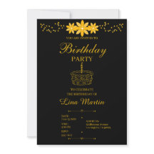 Luxury Gold Floral Birthday Invitation