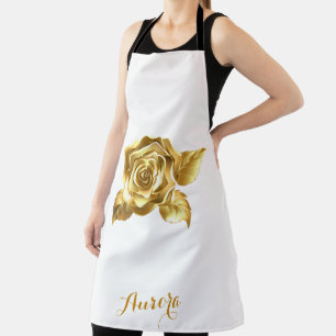 Luxury Gold Floral Glitter Typography Apron