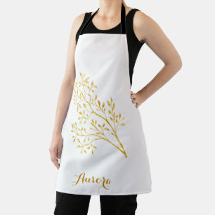 Luxury Gold Floral Glitter Typography Apron