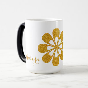 Luxury Gold Floral Glitter Typography Color Morph Mug