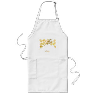 Luxury Gold Floral Glitter Typography Long Apron