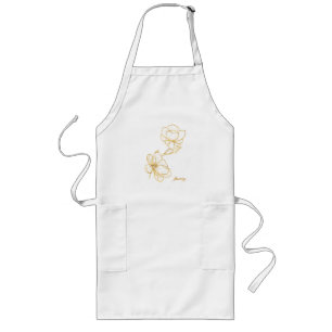 Luxury Gold Floral Glitter Typography Long Apron