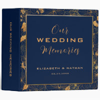 Luxury Gold Floral Navy Blue Wedding Quote