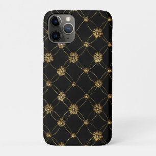 Luxury Gold Floral Pattern on a Black Background iPhone 11 Pro Case