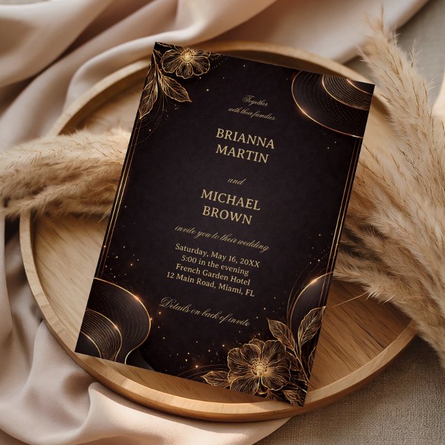 Luxury Gold Floral Wave Invitation (Creator Uploaded)