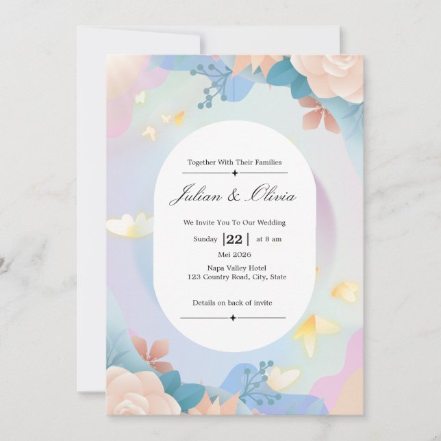 Luxury Gold Floral Wedding Invitation Suite (Front)