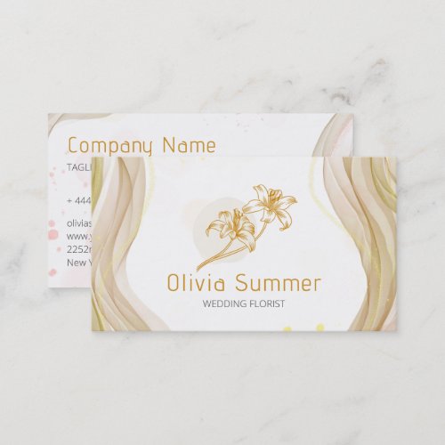 Luxury Gold Flowers Business Card