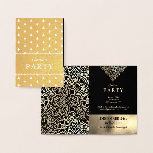 Luxury Gold Foil Black Christmas Party Invitations