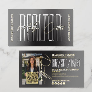 Luxury Gold Foil Black Gloss Realtor Estate Agent Foil Spot Gloss Business Cards