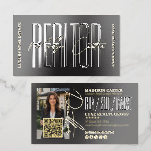 Luxury Gold Foil Black Gloss Realtor Estate Agent Foil Spot Gloss Business Cards