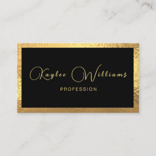 Luxury Gold Foil Black Script Business Card