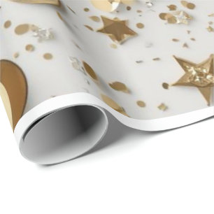 Luxury Gold Foil Confetti Pattern   Elegant Celebr Wrapping Paper