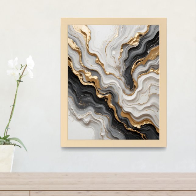 Luxury Gold Foil Effect Abstract Art Print (Entryway)