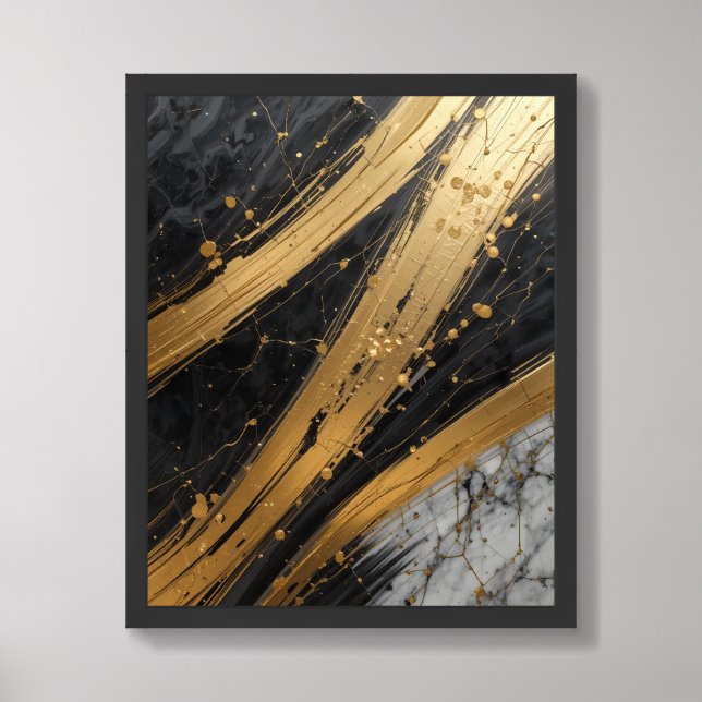 Luxury Gold Foil Effect Abstract Art Print (Framed Front)