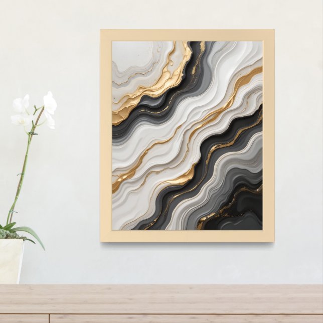 Luxury Gold Foil Effect Abstract Art Print (Entryway)
