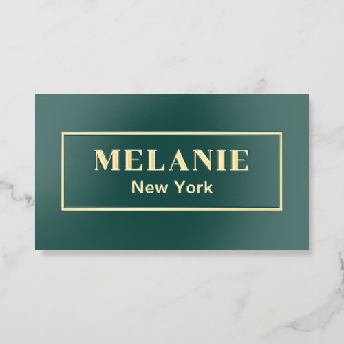 Luxury Gold Foil Elegant Chic Business Card Green