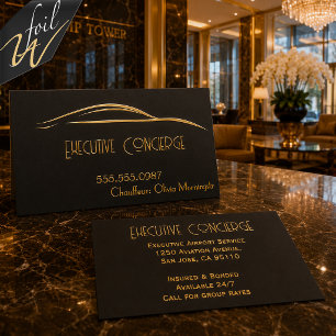 Luxury Gold Foil Executive Concierge Chauffeur Business Cards