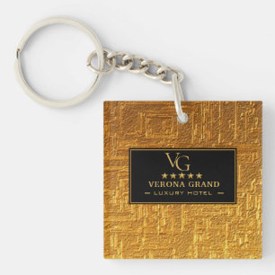 Luxury Gold Foil Five Star Hotel Branding Elegant Keychain