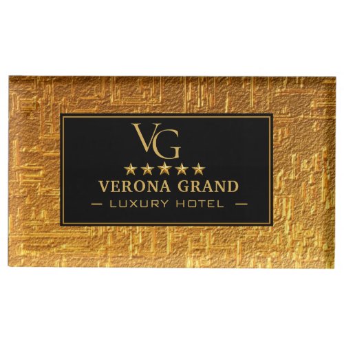 Luxury Gold Foil Five Star Hotel Branding Elegant Place Card Holder