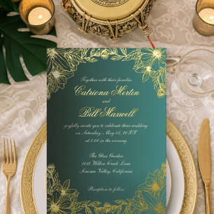 Luxury Gold Foil Floral Wedding Invitation