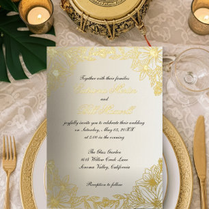 Luxury Gold Foil Floral Wedding Invitation