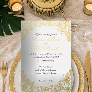 Luxury Gold Foil Floral Wedding Invitation