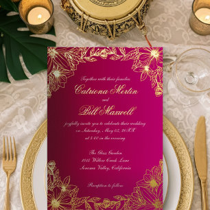 Luxury Gold Foil Floral Wedding Invitation Foil In