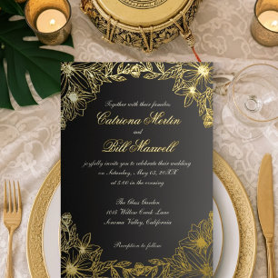 Luxury Gold Foil Florals Wedding Invitation