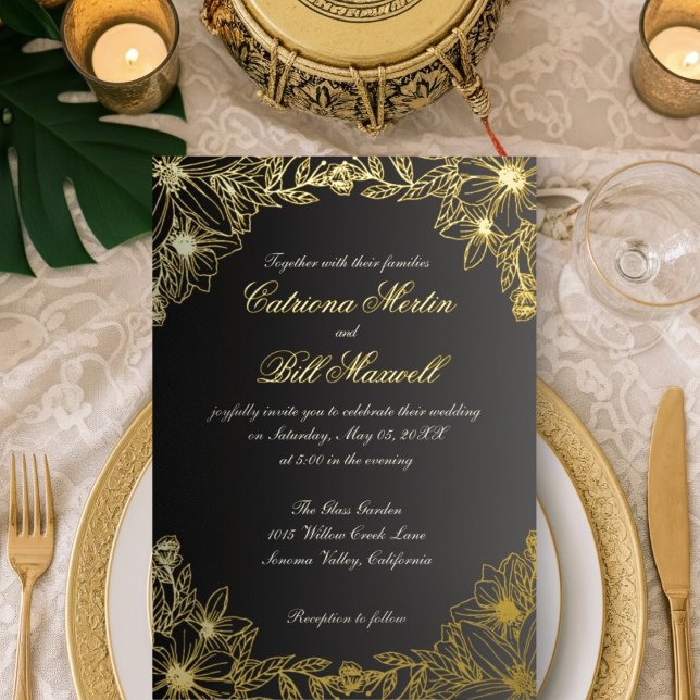 Luxury Gold Foil Florals Wedding Invitation Foil Invitation (Creator Uploaded)