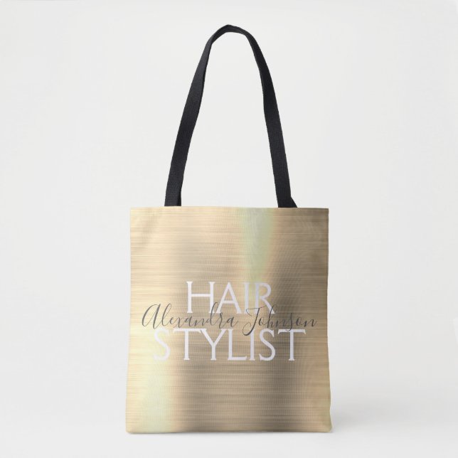 Luxury Gold Foil Hair Stylist Supplies Tote Bag (Front)
