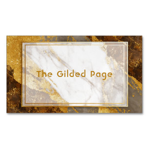 Luxury Gold Foil Marble Abstract Geometric Business Card Magnet