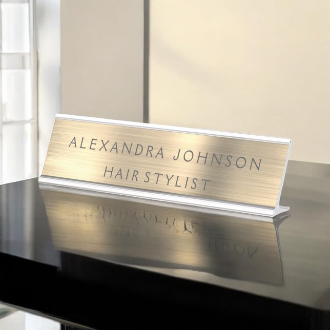 Luxury Gold Foil Modern Business Desk Name Plate (Creator Uploaded)