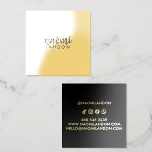 Luxury Gold Foil Modern Square Minimalist Black Business Cards