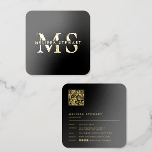 Luxury Gold Foil Monogram Matte Black Professional Business Cards