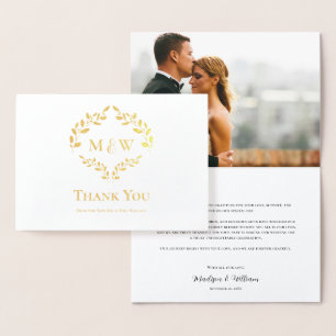 Luxury Gold Foil Monogram Wedding Photo Custom Card