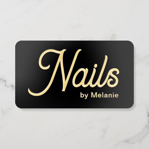 Luxury Gold Foil Nails Salon Business Card l Black