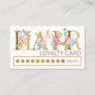 Luxury gold foil pink HAIR salon loyalty punch Business Card