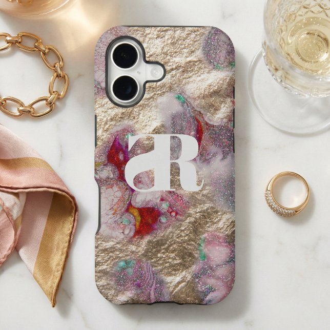 Luxury Gold Foil & Pink Liquid Marble Abstract Case-Mate iPhone Case (Creator Uploaded)