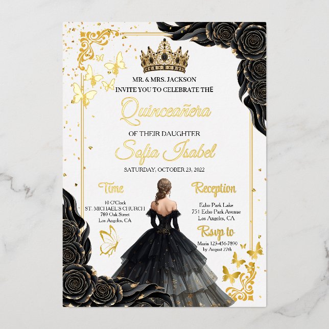 Luxury Gold Foil Quinceañera Invitation Foil Invitation (Front)